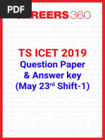 TS ICET 2019 Question Paper Answer Key May 23 Shift 1