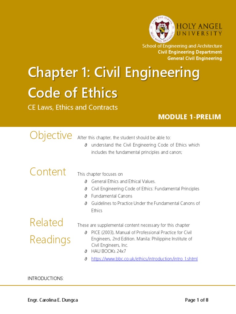 Civil Engineering Code of Ethics Overview | PDF | Engineer | Conflict ...