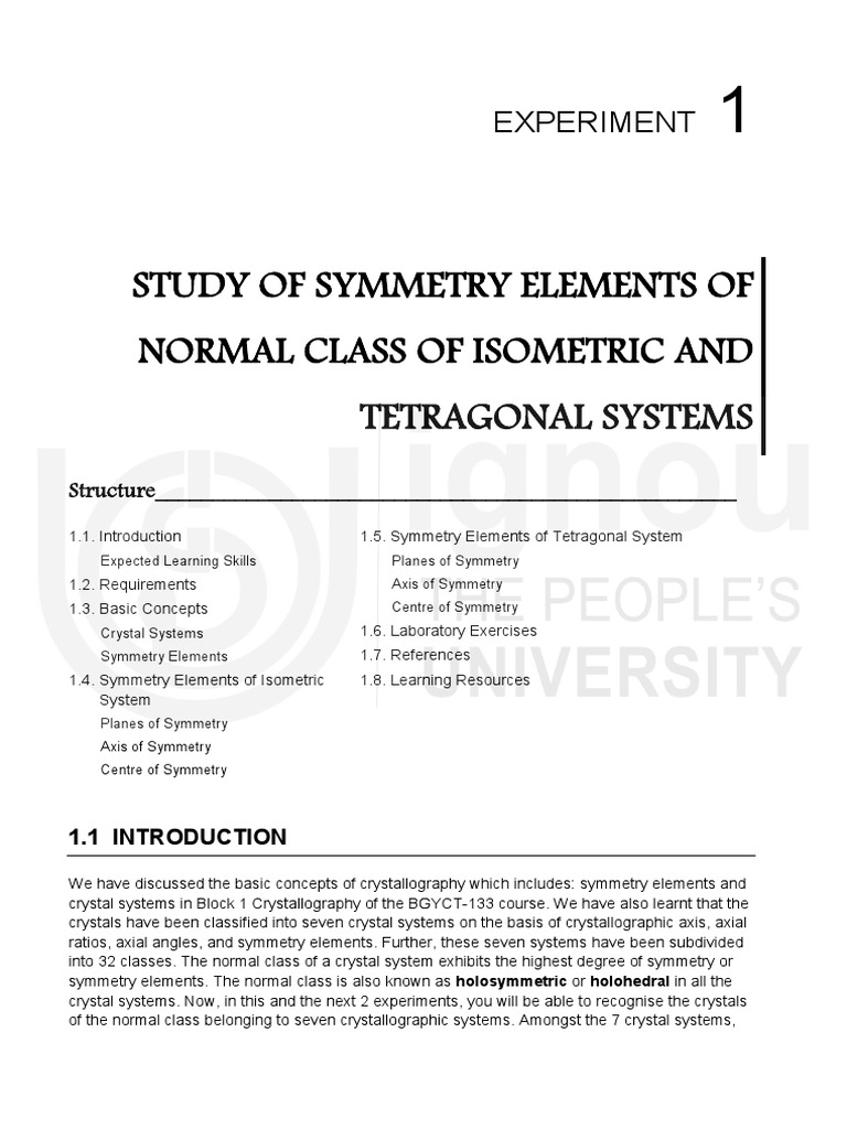 Study of Symmetry Elements of Normal Class of Isometric and Tetragonal ...