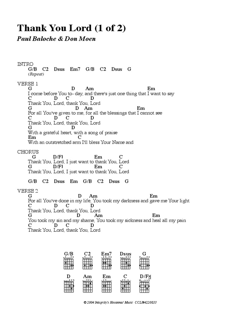 Thank You Lord 1 Of 2 Paul Baloche Don Moen Pdf