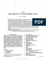 The Velocity of Water Hammer Waves