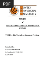 Synopsis Of: Algorithm Analysis and Design CSE 408