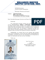 Certification With Letter-Request For Assistance and Safe Passage