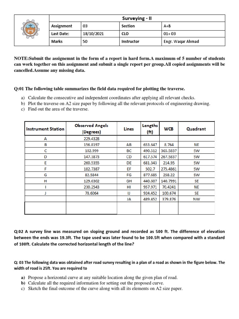 Surveying II Assignment Report Guidelines | PDF | Teaching Methods ...