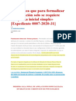 Sala indica que para formalizar investigación solo se requiere