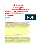 Cabe Reducir La Pena a Miembro de Comunidad Campesina Que Sabía Que Tener Relaciones Con Menor Estaba Prohibido