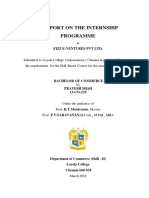 A Report On The Internship Programme: Fizz E-Ventures PVT LTD