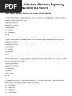 154 TOP Theory of Machines - Mechanical Engineering Multiple Choice Questions and Answers