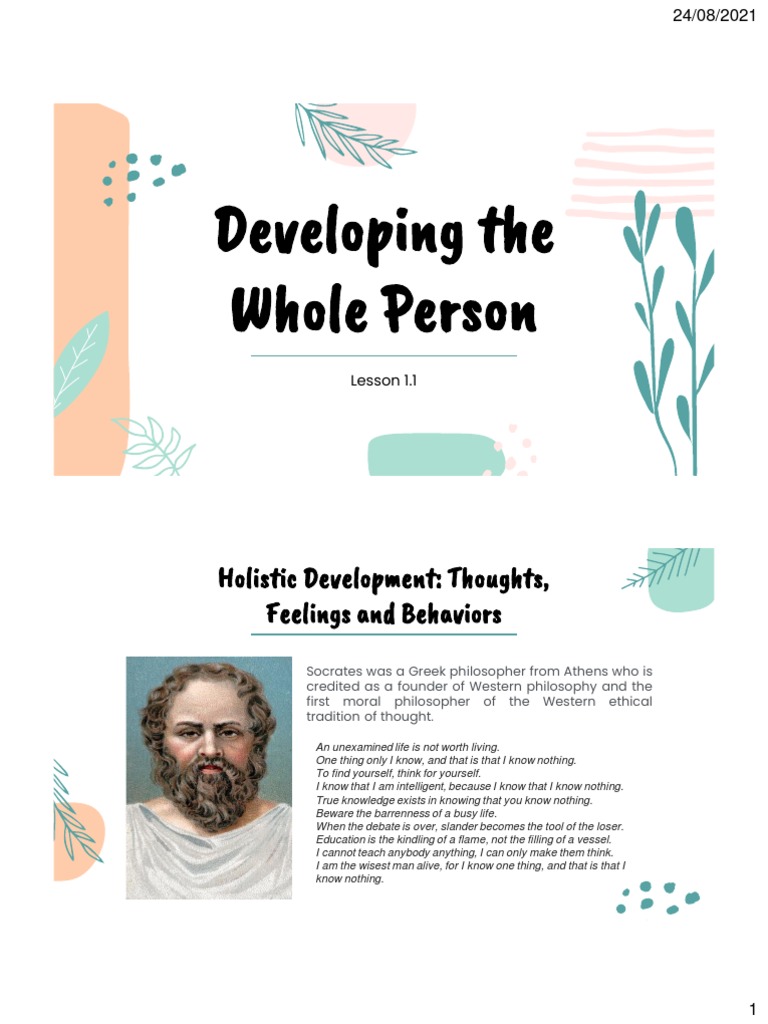 Lesson 1 Topic 2 Developing The Whole Person | PDF | Id | Thought