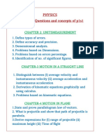 Physics Important Questions and Concepts of p1s1: Chapter 2: Unitsmeasurement