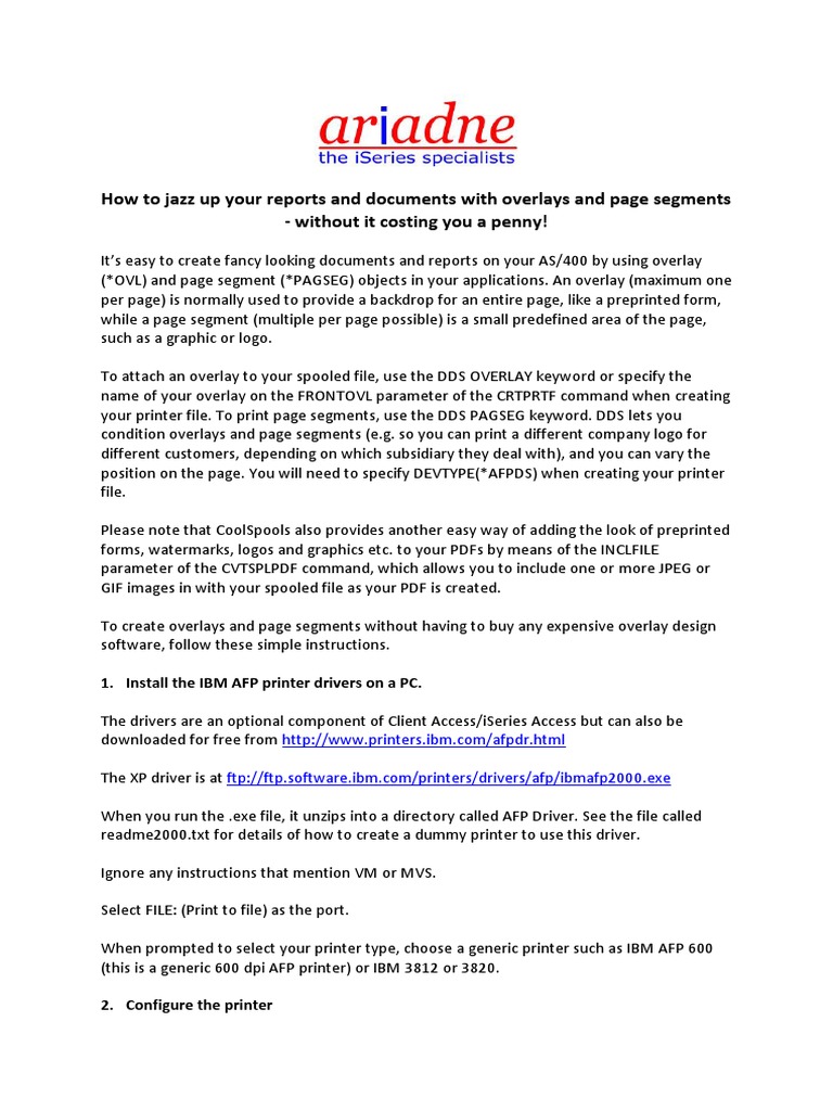 Creating AFP Overlays on AS/400 | PDF | File Transfer Protocol ...