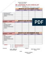 Checklist On Weekly Home Learning Plan Blank