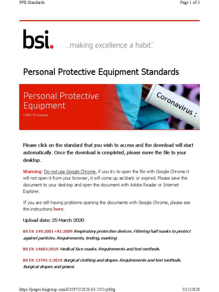 Personal Protective Equipment Standards PDF Personal Protective