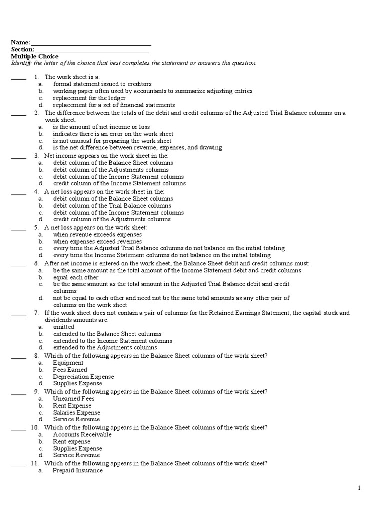 Identify The Letter of The Choice That Best Completes The Statement or ...