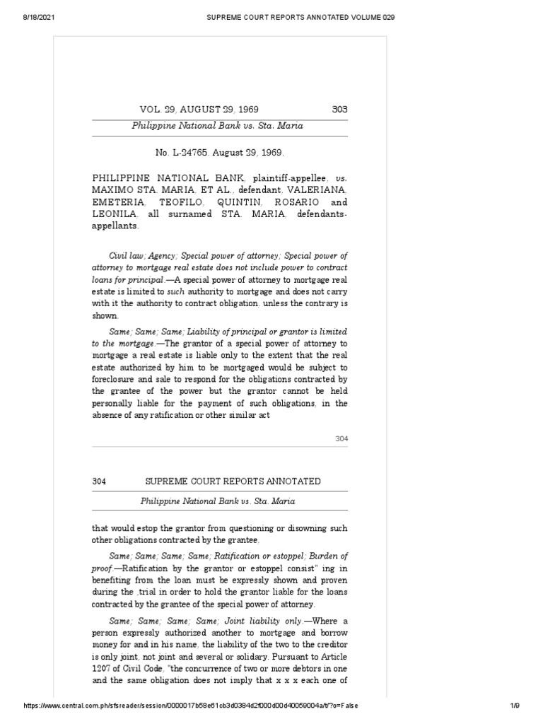Philippine National Bank vs. Sta. Maria 304 Supreme Court Reports