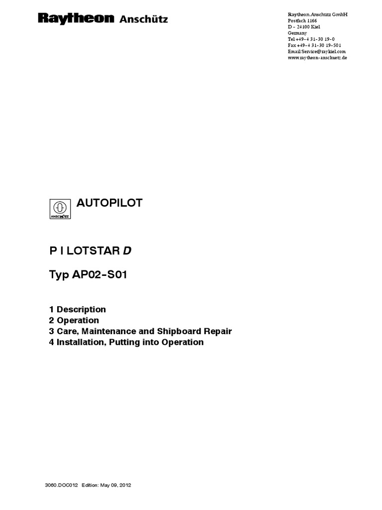 Autopilot 1 Description 2 Operation 3 Care Maintenance And Shipboard