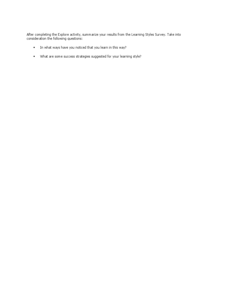 Learning Styles Reflection | PDF