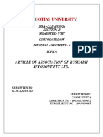 Galgotias University BBA+LLB Corporate Law Internal Assessment