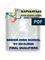 Nonshs: Senior High School SY 2019-2020 Final Qualifiers