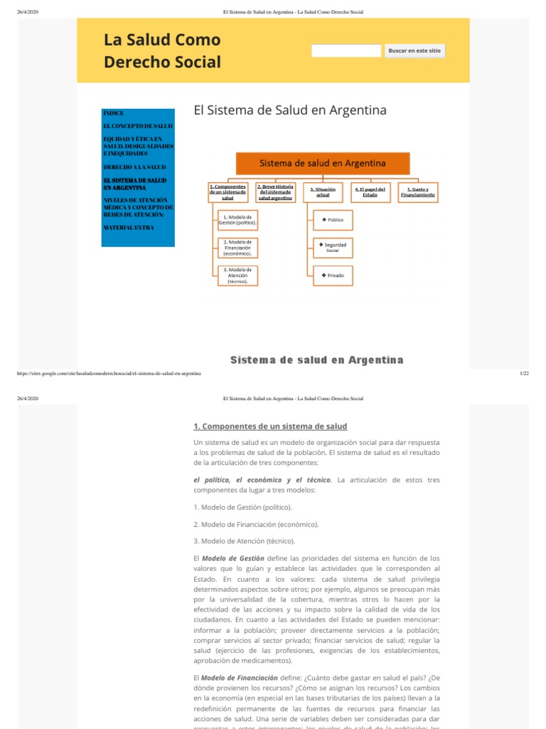 El Sistema de Salud en Argentina - La Salud Como Derecho Social | PDF ...