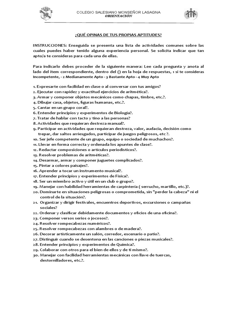 Test de Aptitudes | PDF