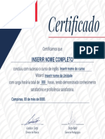 Certificado de conclusão de curso de inglês