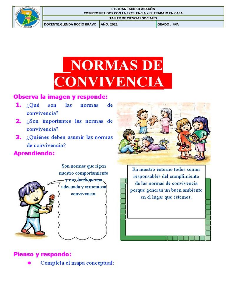 Normas de Convivencia para CUARTO Grado de Primaria | PDF