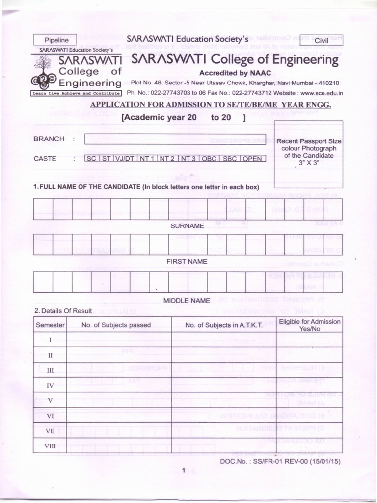 Admission Application for Engineering | PDF | College | Justice