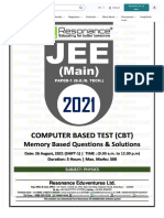 PDF Jee Main 2021 Session 4 May Aug Shift 1 DT 26-08-2021 Physics DD