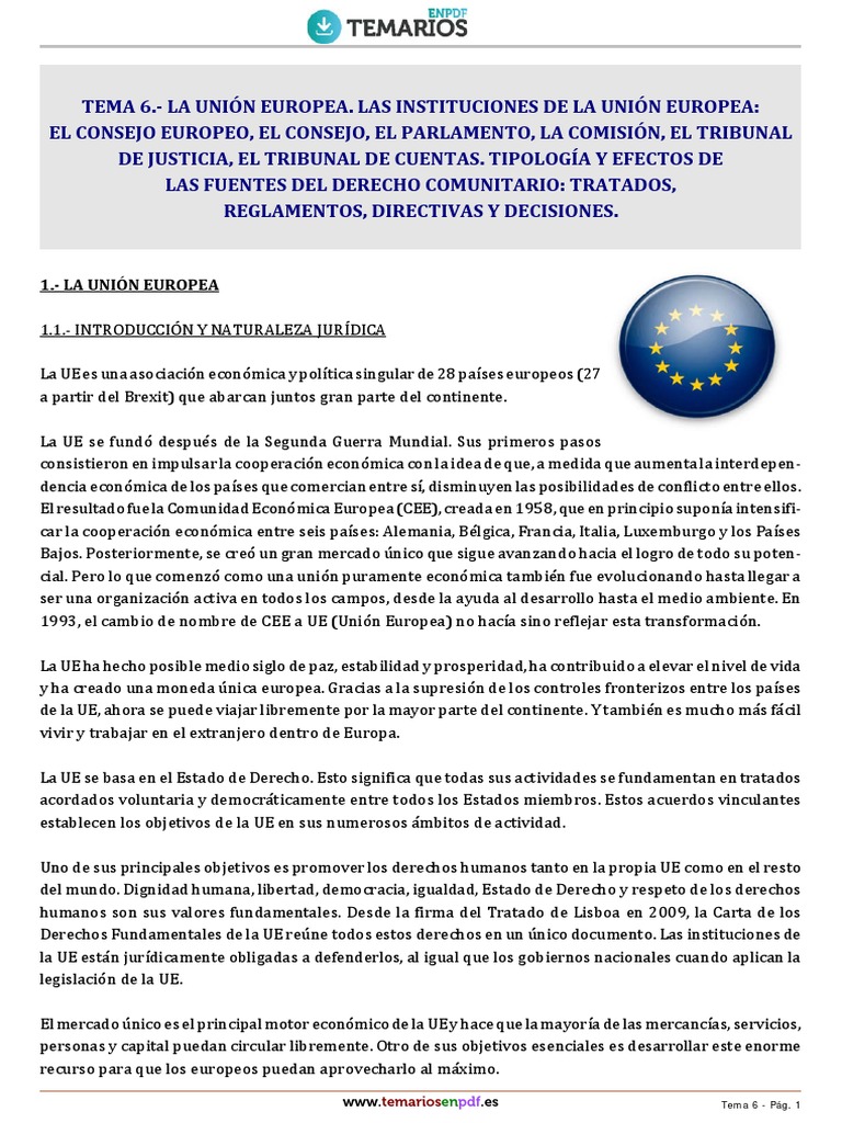 Instituciones y Derecho de la UE | PDF | Unión Europea | Comunidad ...