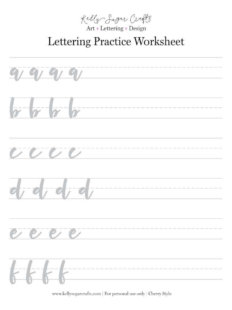Lettering Practice Worksheets Cherry Style by KellySugarCrafts | PDF