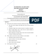 Icse Semester 1 Examination Specimen Question Paper Physics SCIENCE Paper - 1