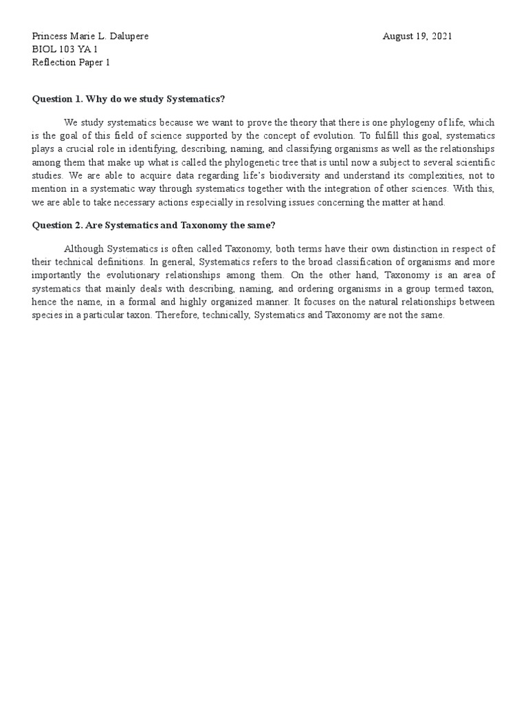 DALUPERE Reflection 1 | PDF