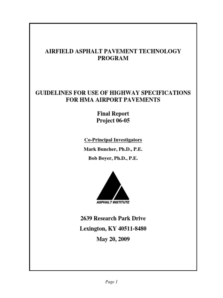 Airfield Asphalt Pavement Technology | PDF | Specification (Technical ...