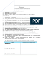 Worksheets Section 1: Develop Quality Customer Service Practices