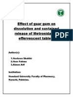 Effect of Guar Gum On Dissolution and Sustained Release of Metronidazole Effervescent Tablets