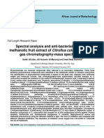 Spectral Analysis and Anti-Bacterial Activity of Methanolic Fruit Extract of Citrullus Colocynthis Using Gas Chromatography-Mass Spectrometry