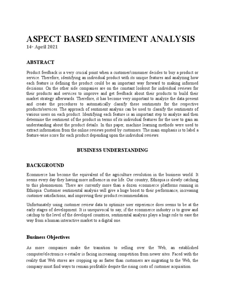 Aspect Based Sentiment Analysis: 14 April 2021 | Download Free PDF ...
