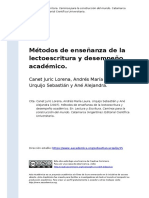 Canet Juric Lorena, Andres Maria Laur (..) (2007) - Metodos de Ensenanza de La Lectoescritura y Desempeno Academico