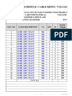 Electrical Load Schedule and Cable Sizing