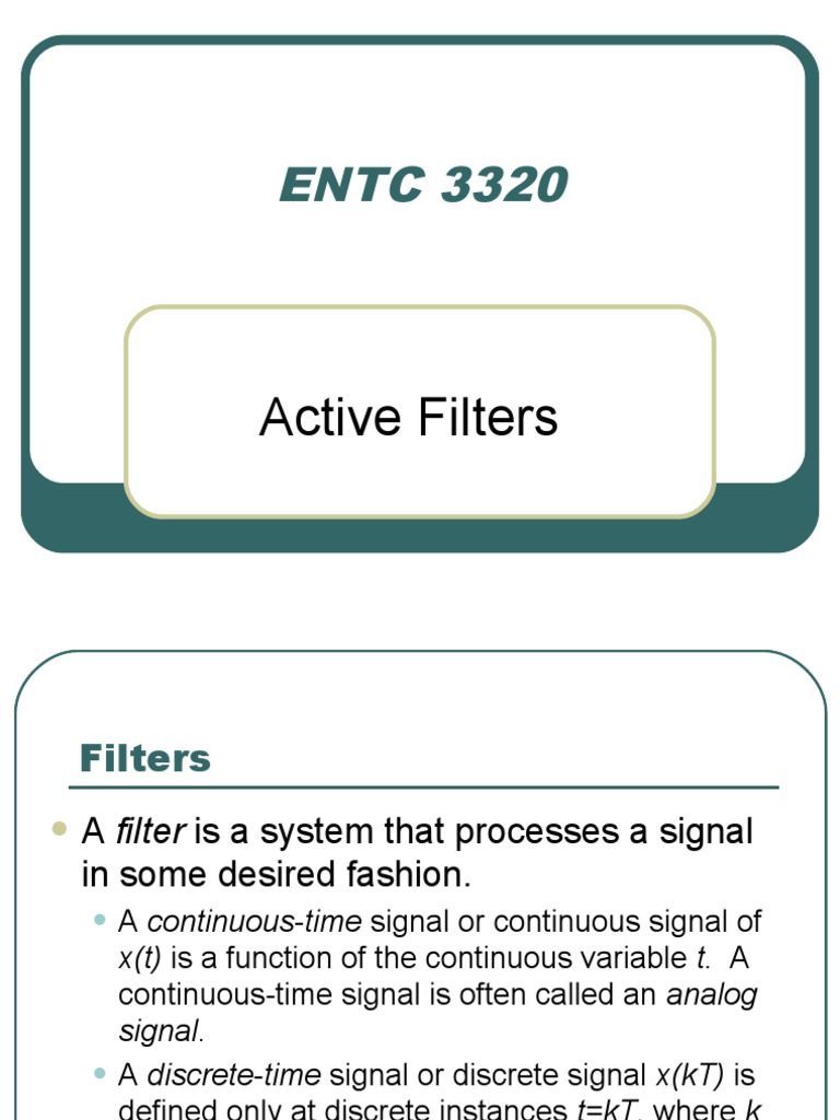 Filter Types and Responses in ENTC 3320 | PDF | Low Pass Filter ...
