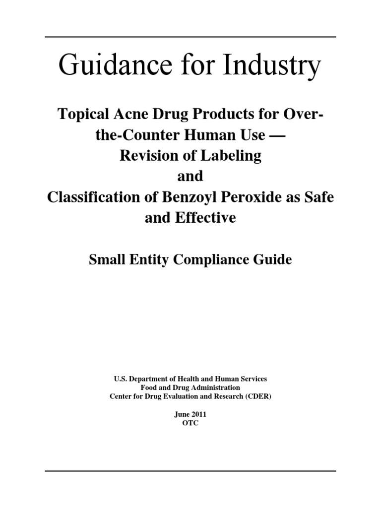 FDA Issues Guidance on Revised Labeling Requirements and Classification of Benzoyl Peroxide for