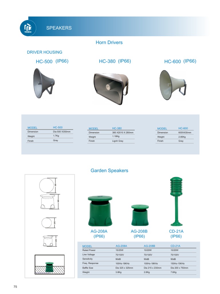Horn Driver Specifications and Models | PDF