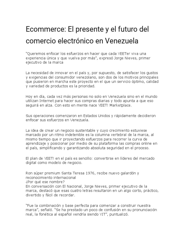 en VenezuelaPresente y Futuro PDF Comercio electrónico