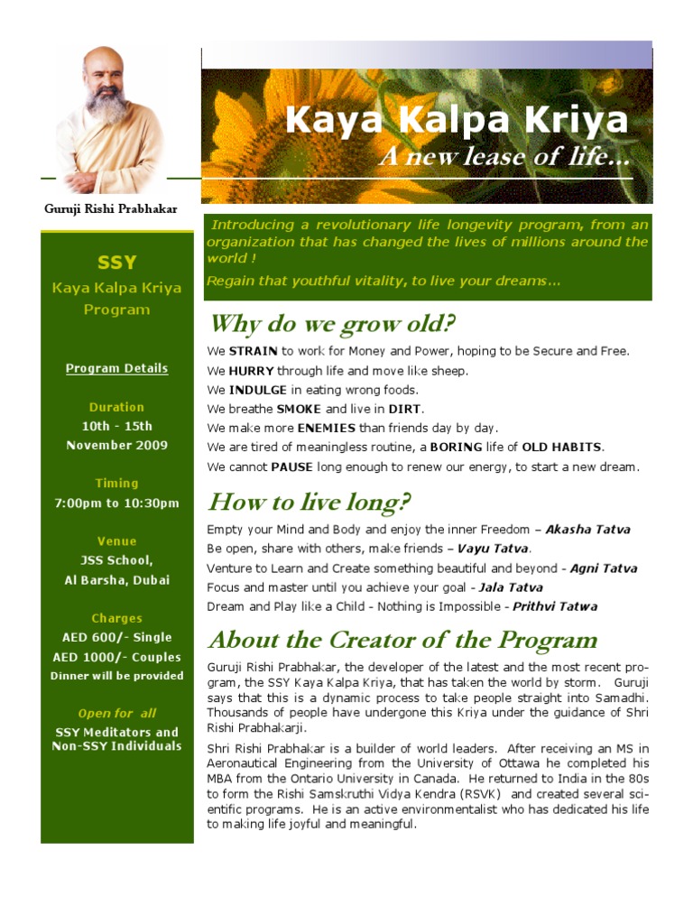 Kaya Kalpa Kriya Program in Dubai | PDF