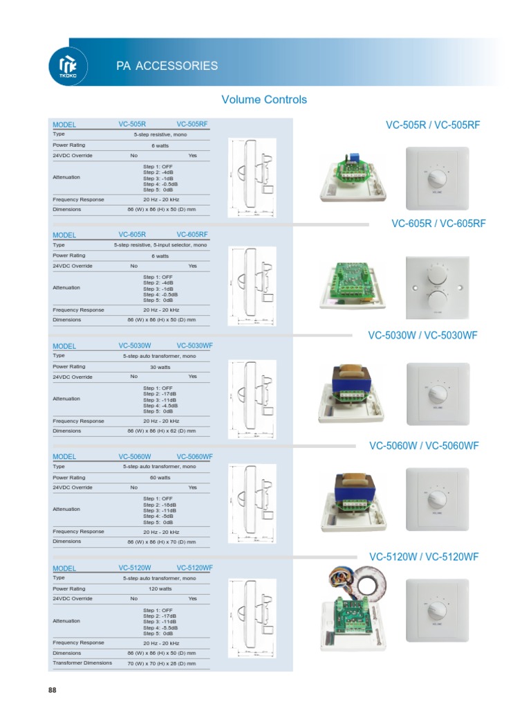 Volume Control Models and Specs | PDF | Hertz | Signal Processing