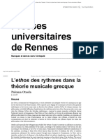 Musiques et danses dans l’Antiquité - L’ethos des rythmes dans la théorie musicale 