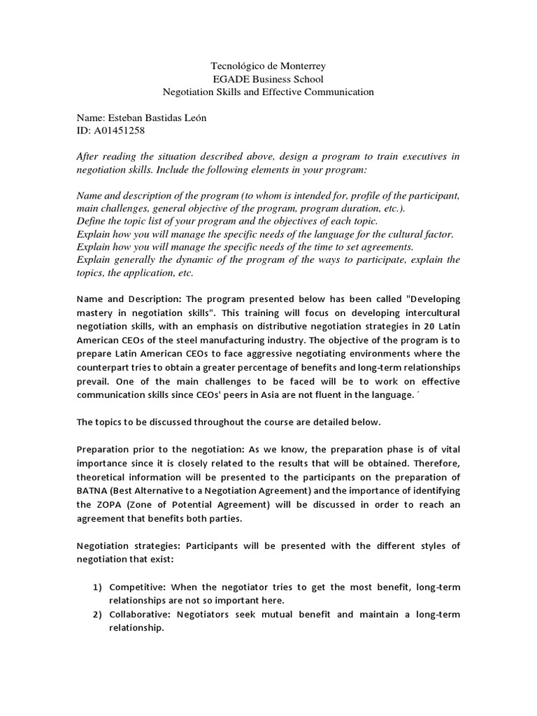 Negotiation Skills and Effective Communication | PDF | Negotiation ...