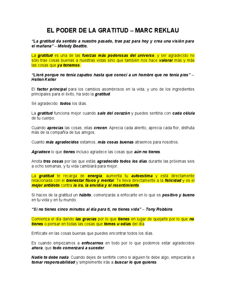 El Poder de La Gratitud - Marc Reklau | PDF | Gratitud