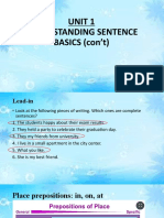 Unit 1 Understanding Sentence BASICS (Con't)